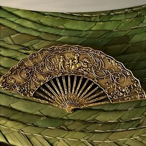 VTG Damascene Gold-Brass Fan Brooch